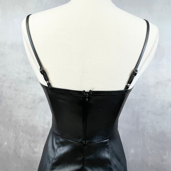 Max + Ash Womens Faux Leather Mini Dress Small Biker Cyberpunk Club Corset Edgy - Picture 6 of 14
